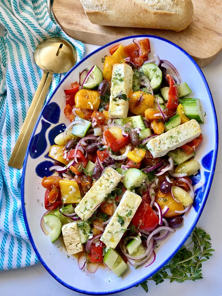 roasted greek salad platter