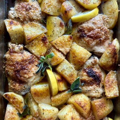 One Pan Greek Lemon Chicken and Potatoes - Hungry Happens