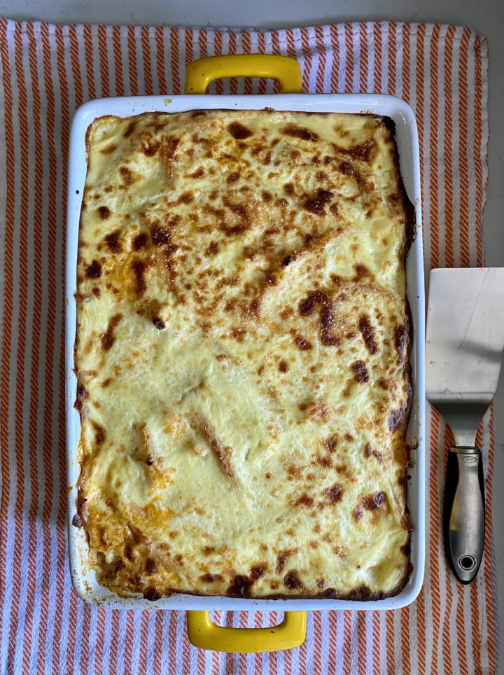 pastitsio out of the oven