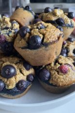 flourless blueberry banana blender muffins bowl