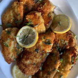 parmesan crusted chicken lemon butter sauce platter