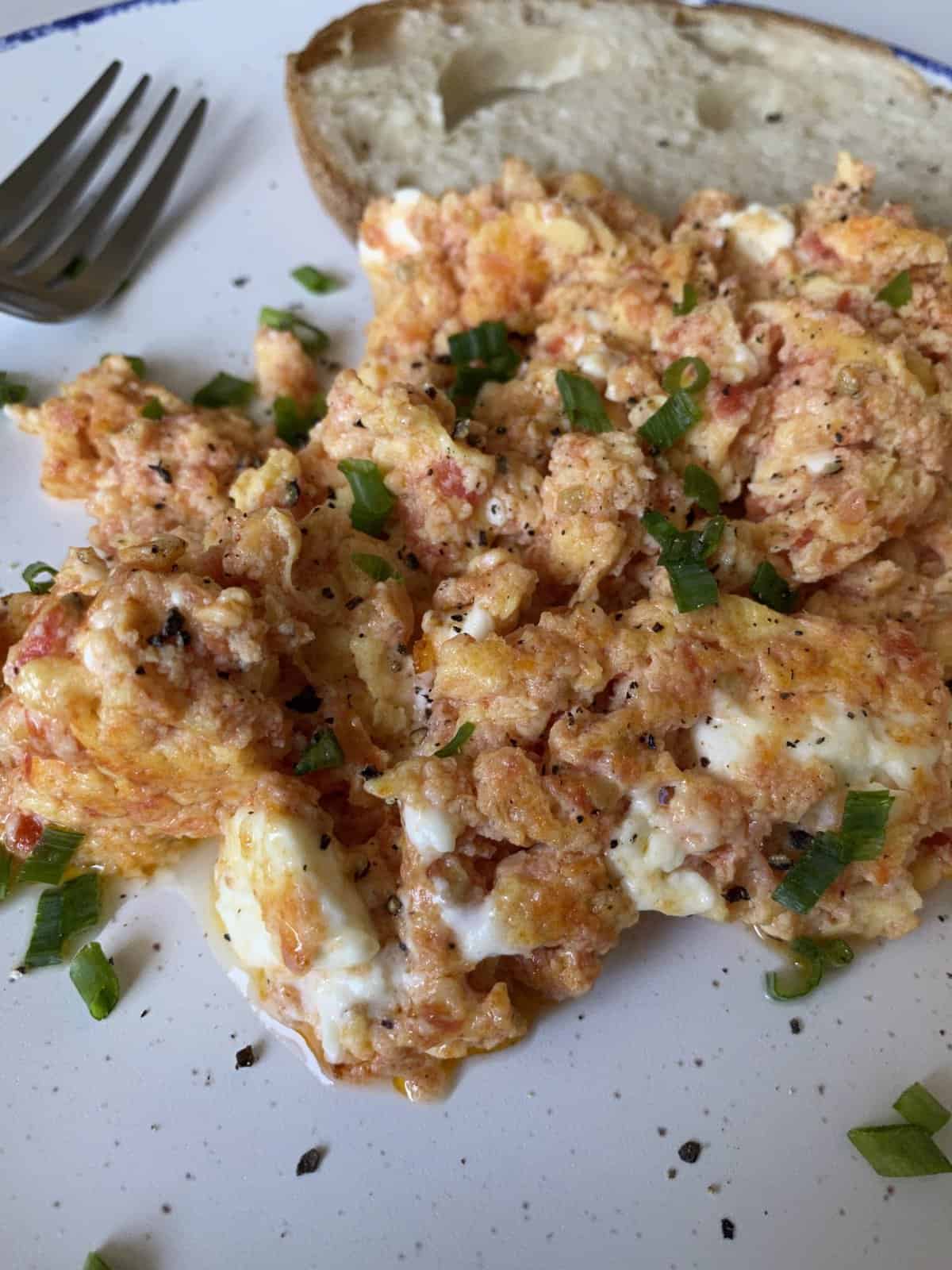 Healthy Mediterranean Feta Egg Scramble
