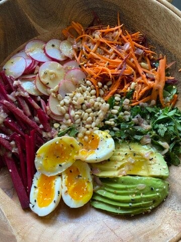 American French girl salad pre toss showing all of the ingredients