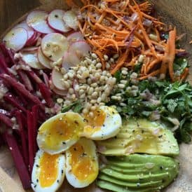 American French girl salad pre toss showing all of the ingredients