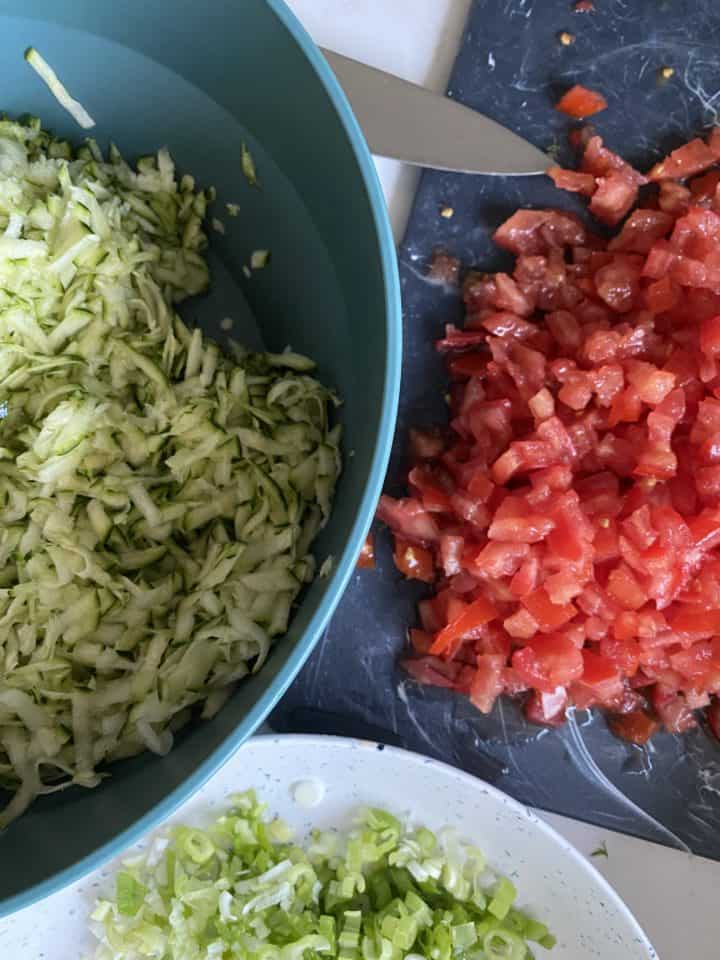 tomato fritters chopped vegetables