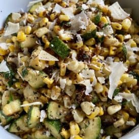 parmesan zucchini and corn in the bowl