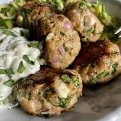 spinach feta meatballs close up