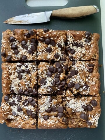 flourless almond joy bars sliced up