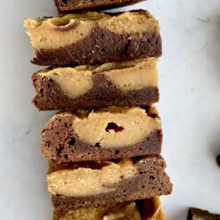 peanut butter cream cheese brownies side view