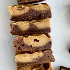 peanut butter cream cheese brownies side view