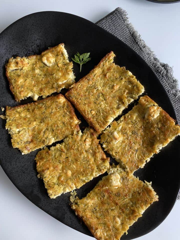 crustless zucchini feta pie slices