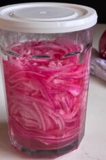pickled red onions in the jar