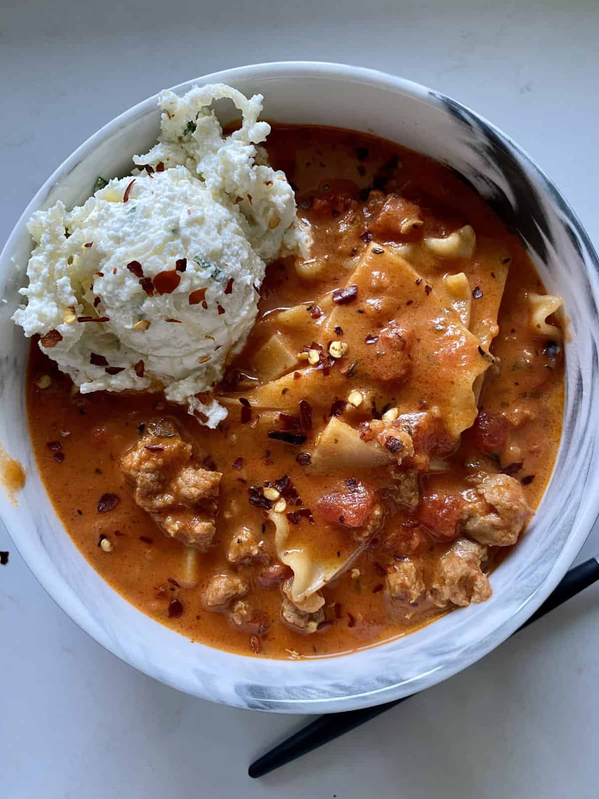 One Pot Lasagna Soup - Hungry Happens