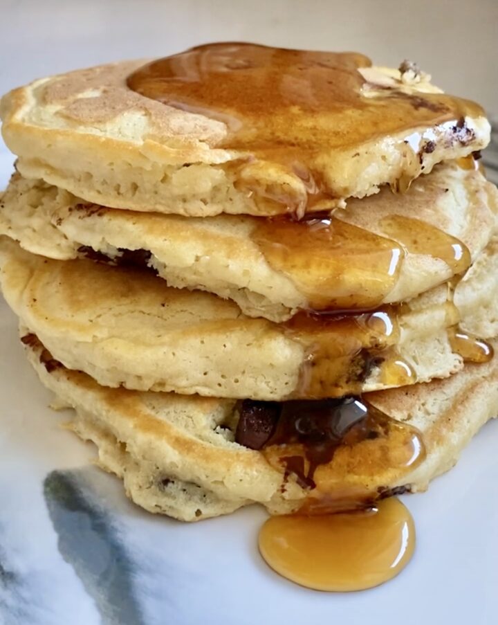 fluffy pancakes with syrup