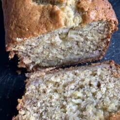 super moist banana bread close up