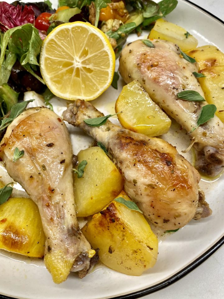 greek lemon chicken plated