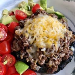 spicy cheeseburger stuffed portobello cap