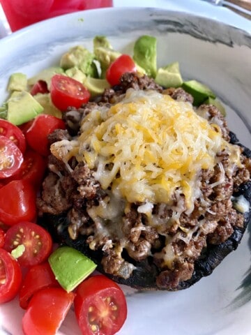 spicy cheeseburger stuffed portobello cap
