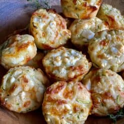 feta zucchini muffins in a basket