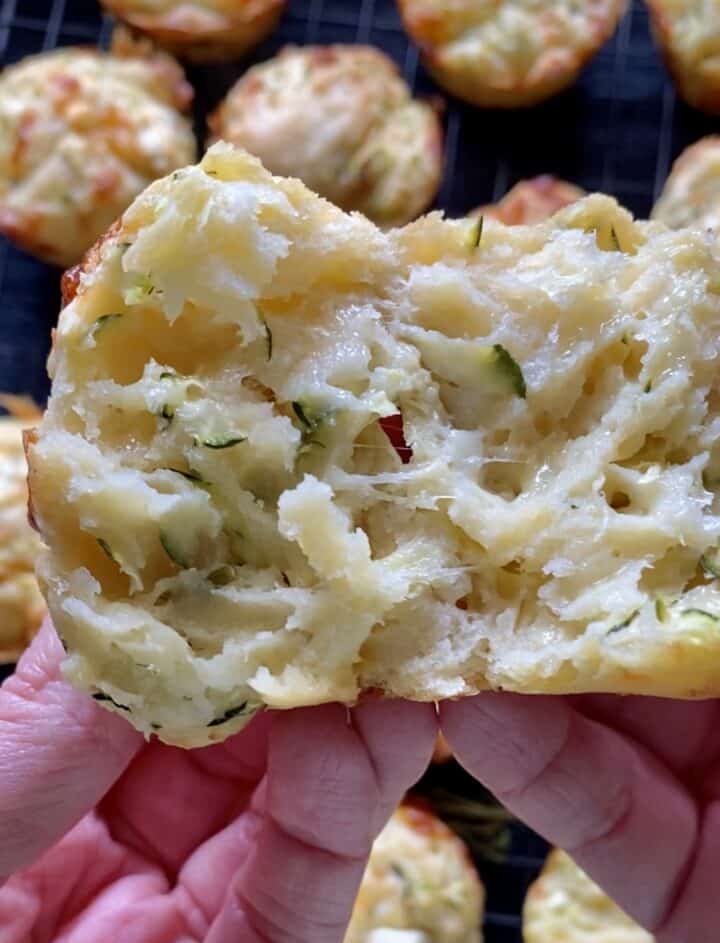 feta zucchini muffin opened