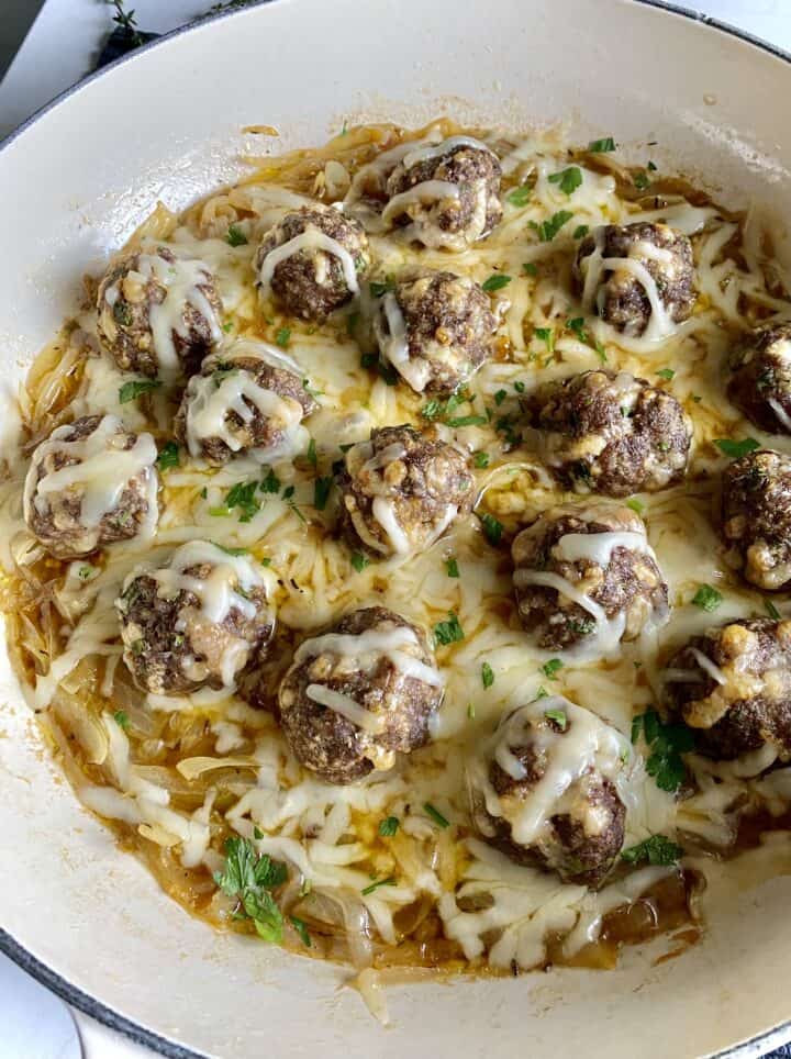 French Onion Meatballs - Hungry Happens