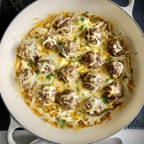 French Onion Meatballs - Hungry Happens