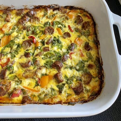 Sausage and Cheese Egg Bake (Low Carb) - Hungry Happens