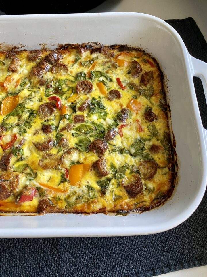 sausage egg bake in the dish