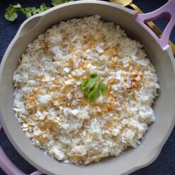 coconut rice in the pan