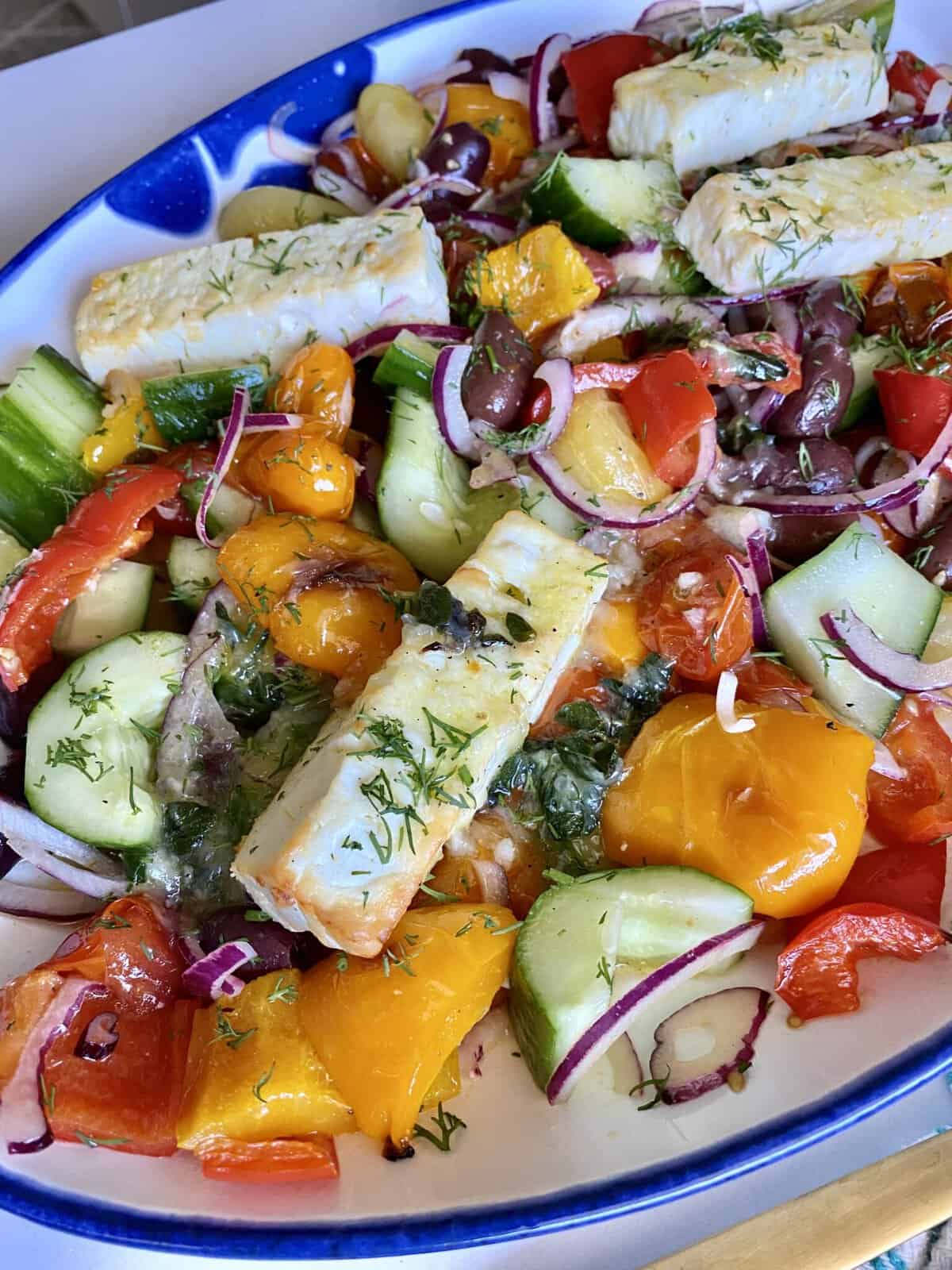 Roasted Greek Salad - Hungry Happens