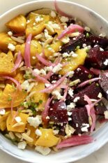 roasted beet salad in a bowl