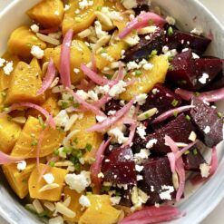 roasted beet salad in a bowl