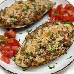 stuffed eggplant plated