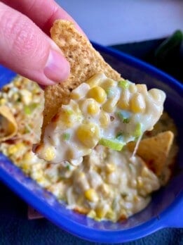 korean cheese corn close up scoop up