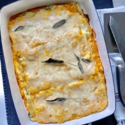 butternut squash lasagna baked in the pan