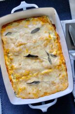 butternut squash lasagna baked in the pan