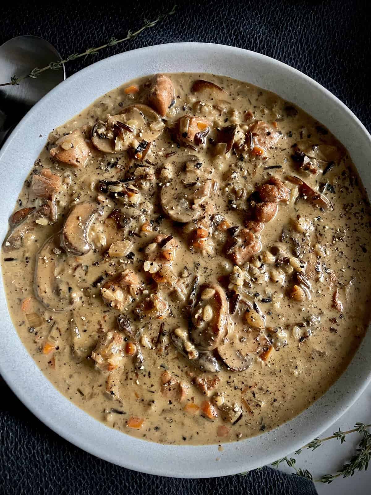 Parmesan Mushroom Chicken and Wild Rice Soup - Hungry Happens