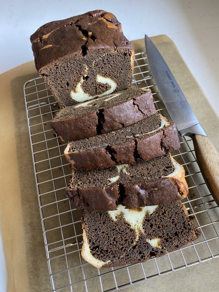 gingerbread cream cheese loaf sliced up creamy