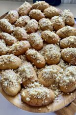 melomakarona Greek honey cookies topped with crushed walnuts