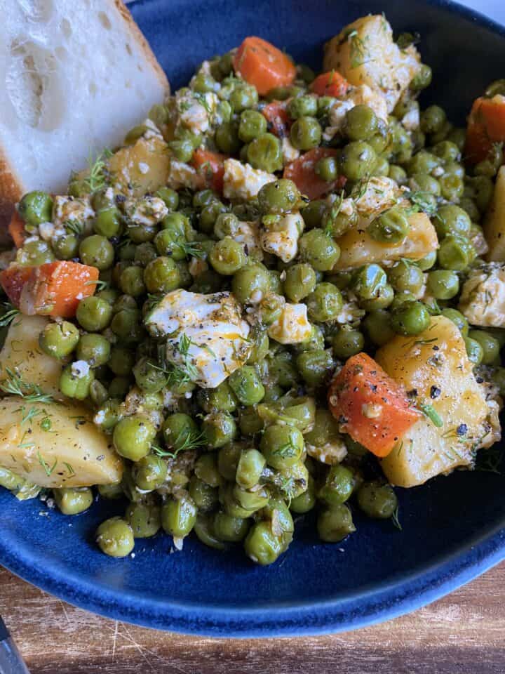 greek sweet peas potatoes with feta