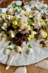 steak tacos with corn and avocado salsa