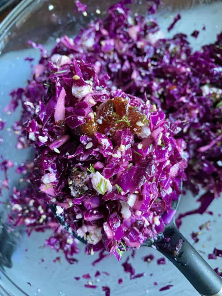 cabbage and feta salad with dates