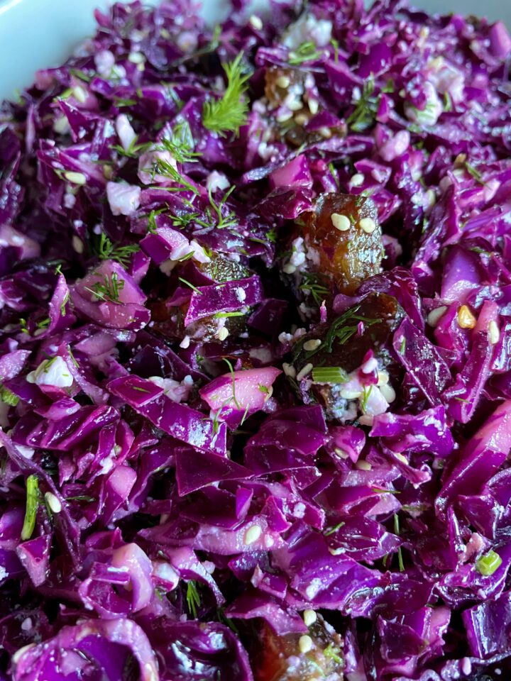 cabbage and feta salad with sesame seeds
