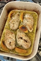 lemon garlic chicken breasts in the pan