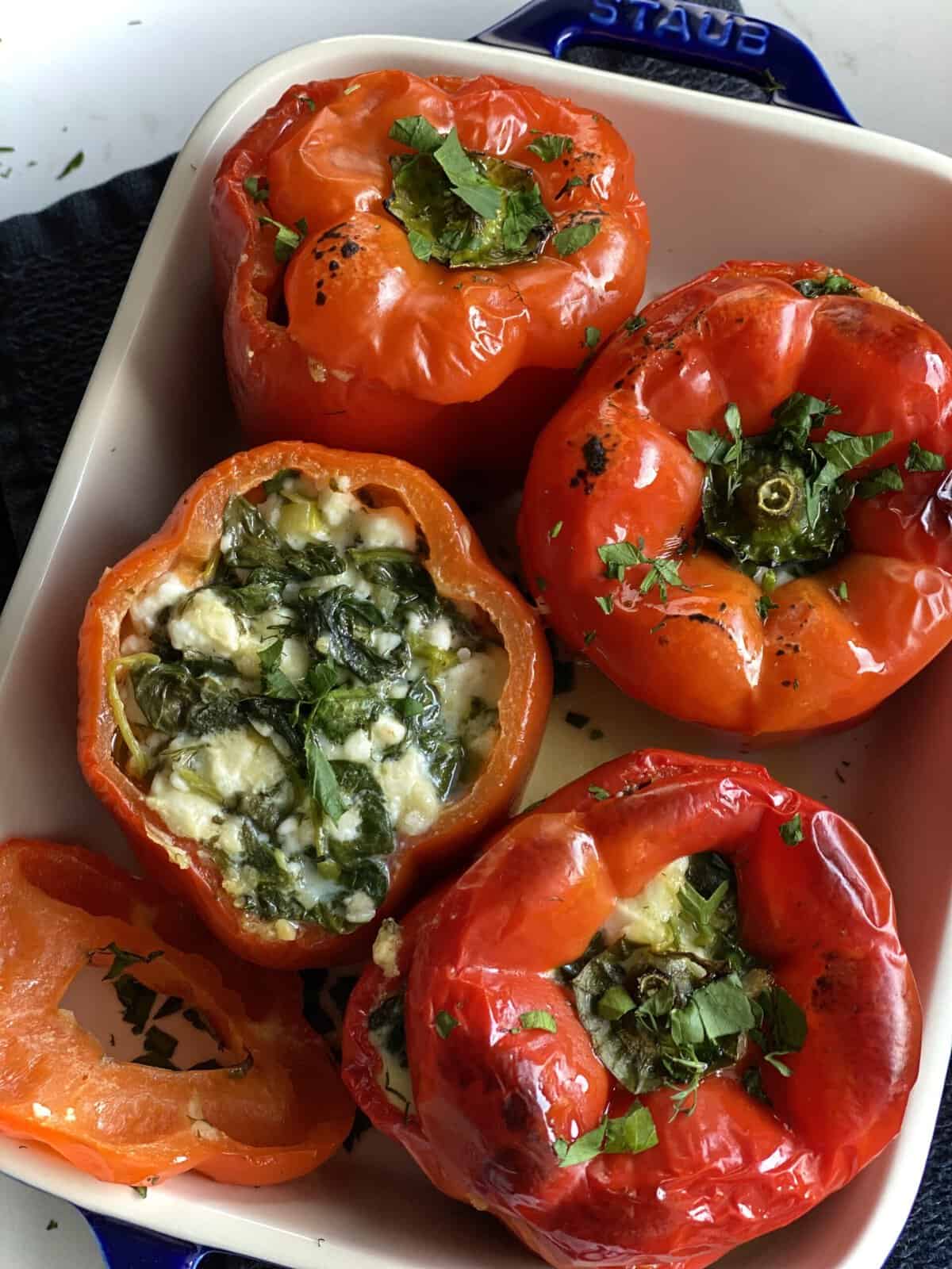 Spinach and Feta Stuffed Peppers - Hungry Happens