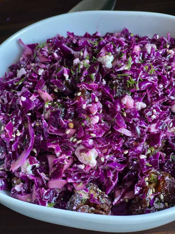 cabbage feta salad with honey and dill