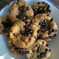 Peanut butter banana muffins with chocolate chips