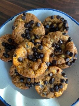 Peanut butter banana muffins with chocolate chips