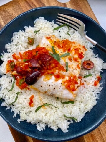 Mediterranean poached cod