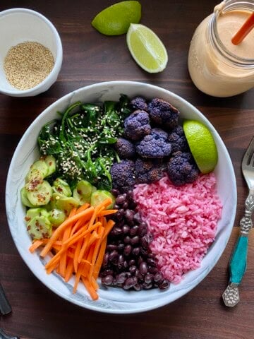 pink rice burrito bowl